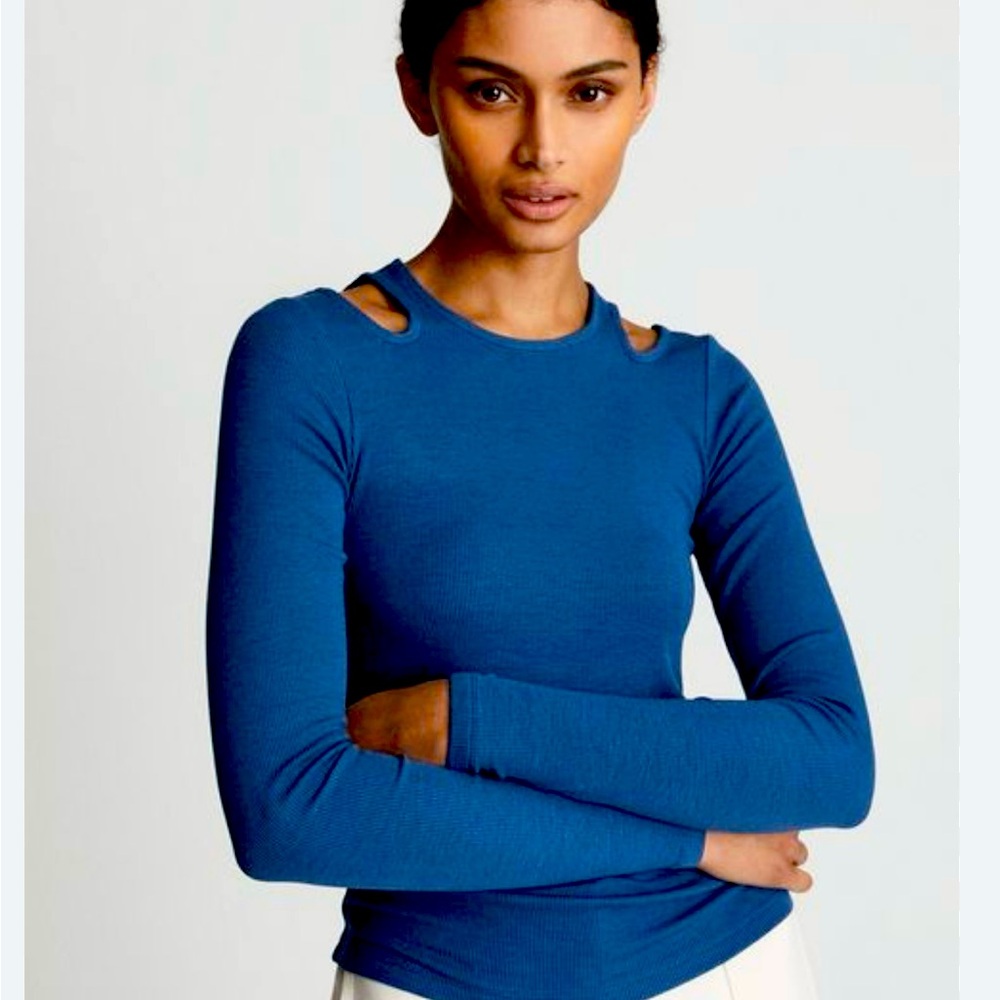 New! Reiss - Cut Out Jersey Top in Teal